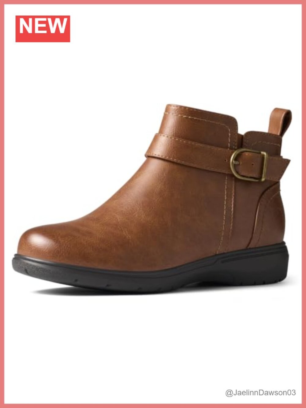 Faux Leather Ankle Boots Flat Low Heel Round Toe Zip Booties
